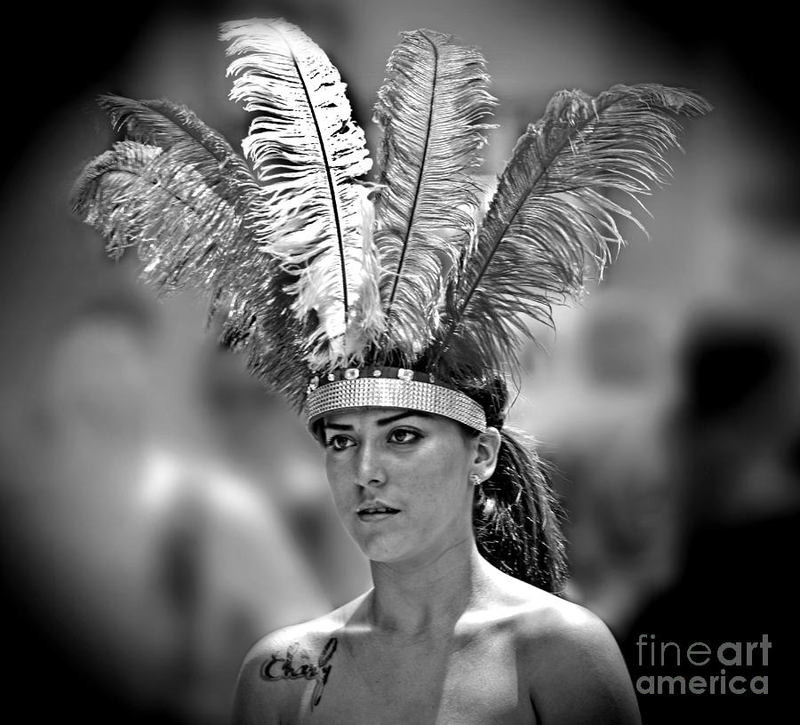 Beauty with a Feathered Headdress II #1 Photograph by Jim Fitzpatrick