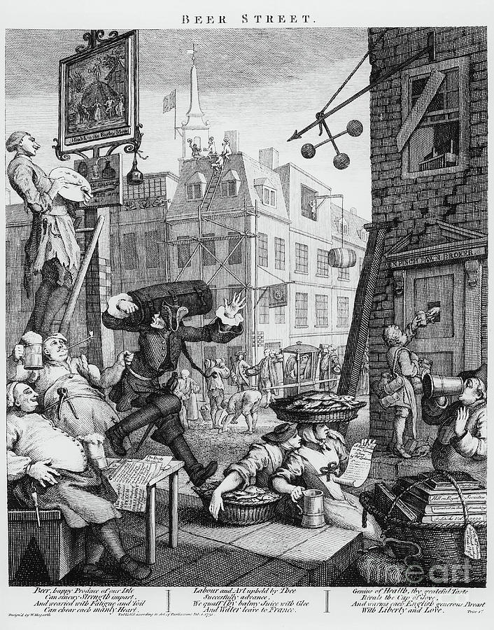   Beer Street Drawing by William Hogarth