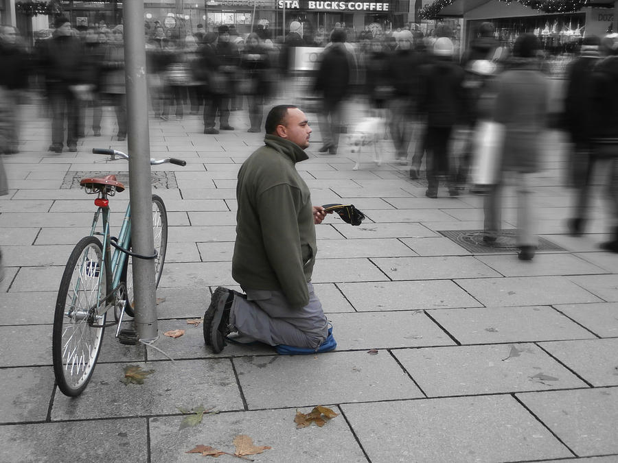 Beggar on street #1 Photograph by Miroslav Nemecek