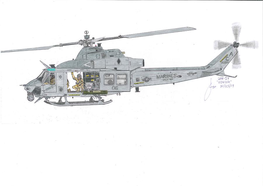 Bell Uh 1y Venom Drawing By Sergio Rodrigues