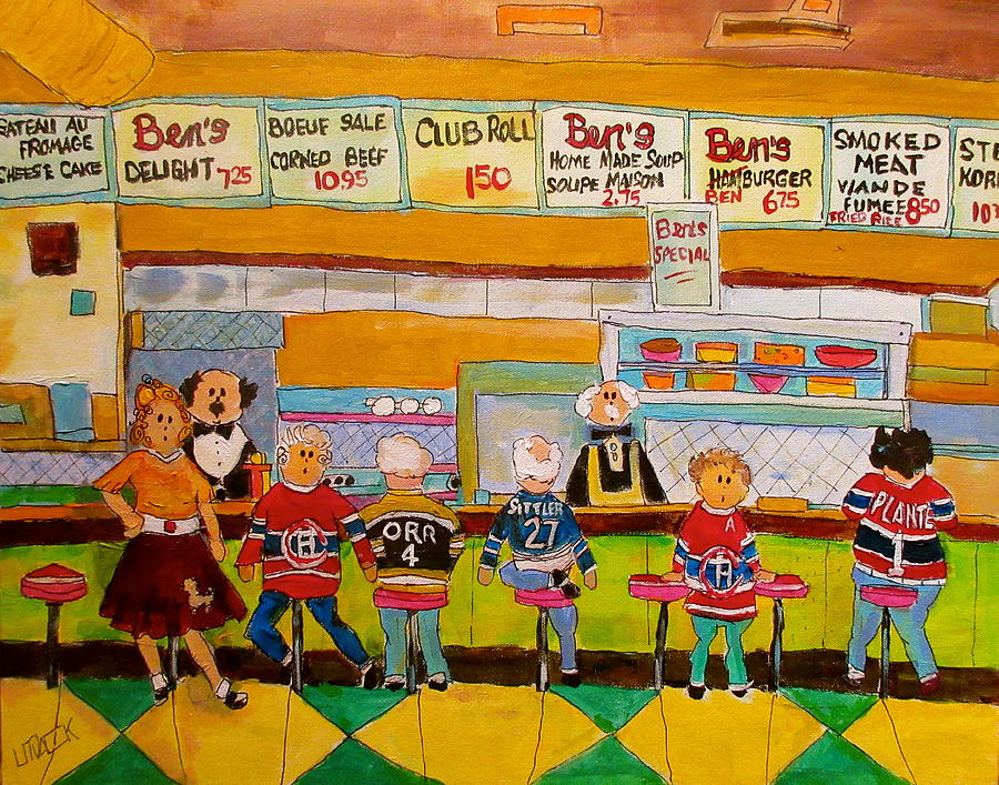 Bens  Restaurant Montreal Memories #2 Painting by Michael Litvack