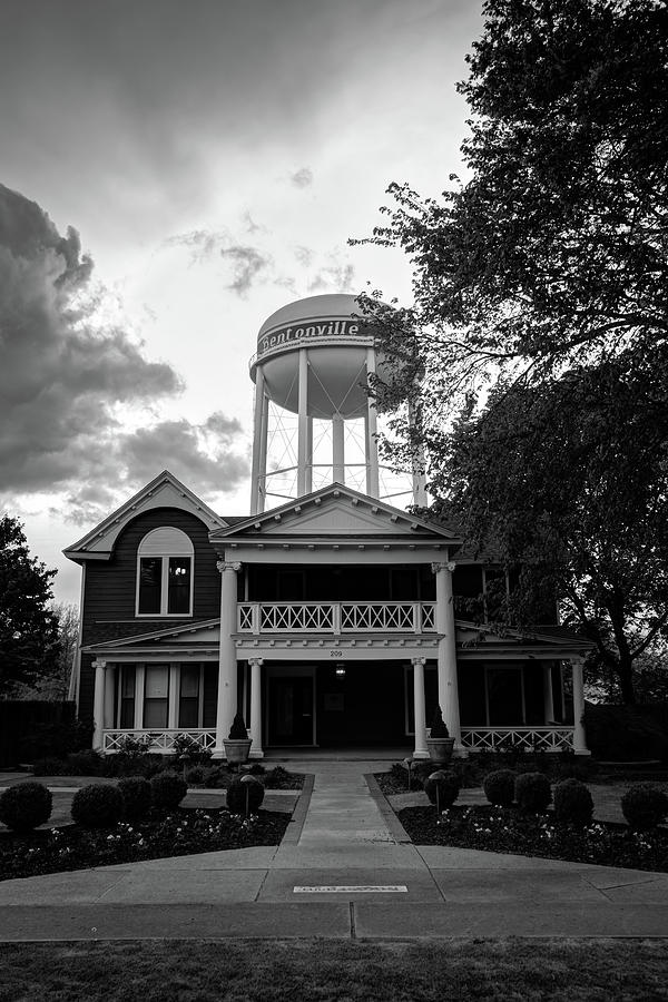 Bentonville Arkansas Water Tower - Black and White #2 Photograph by Gregory Ballos
