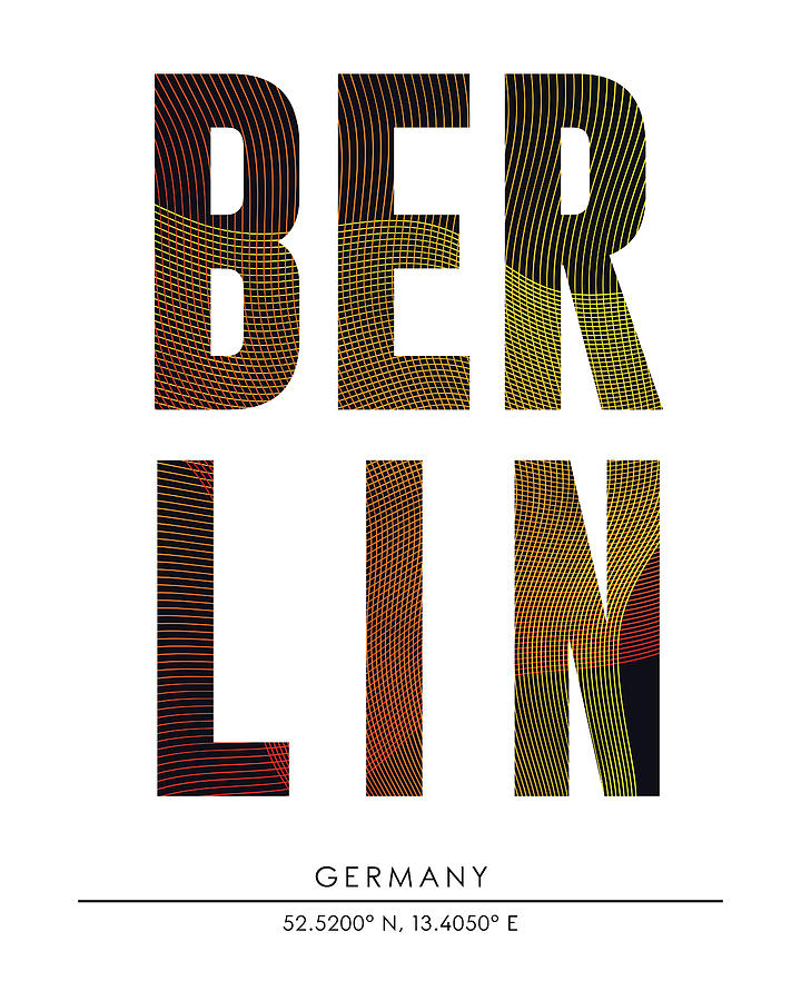 Berlin Mixed Media - Berlin, Germany - City Name Typography - Minimalist City Posters by Studio Grafiikka