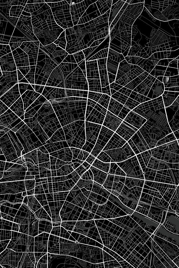 Berlin Germany Dark Map Digital Art by Jurq Studio - Fine Art America