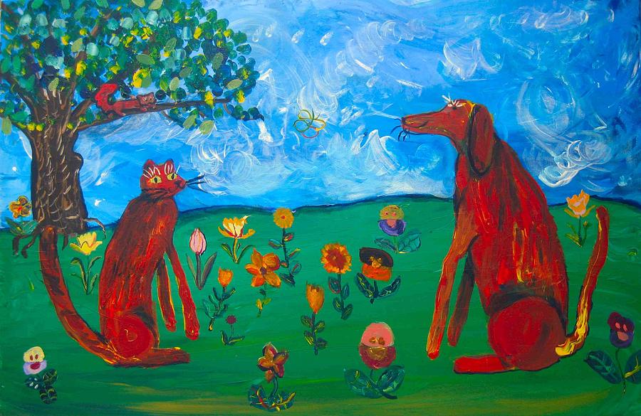 Flower Painting - Between Friends by AJ Brown