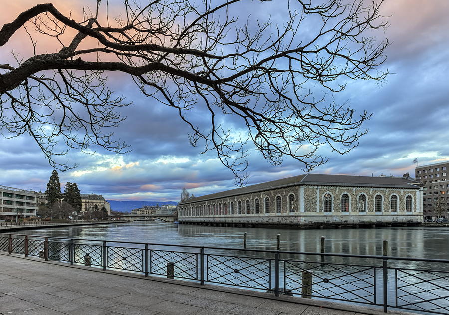 BFM, promenade and Rhone river, Geneva, Switzerland, HDR #1 Photograph by Elenarts - Elena Duvernay photo