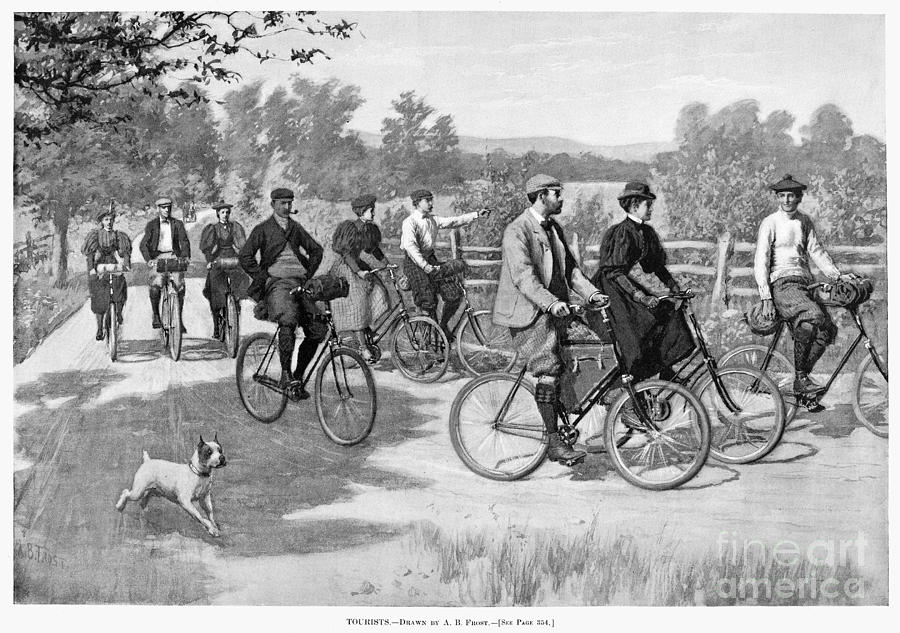 Bicycle Tourists, 1896 #1 Photograph by Granger