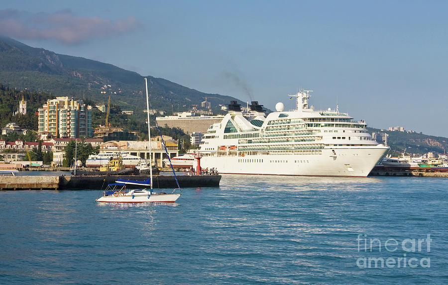 Big liner in port, Yalta #1 Photograph by Irina Afonskaya