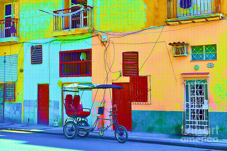Bike Taxi - Havana Cuba Painting by Chris Andruskiewicz