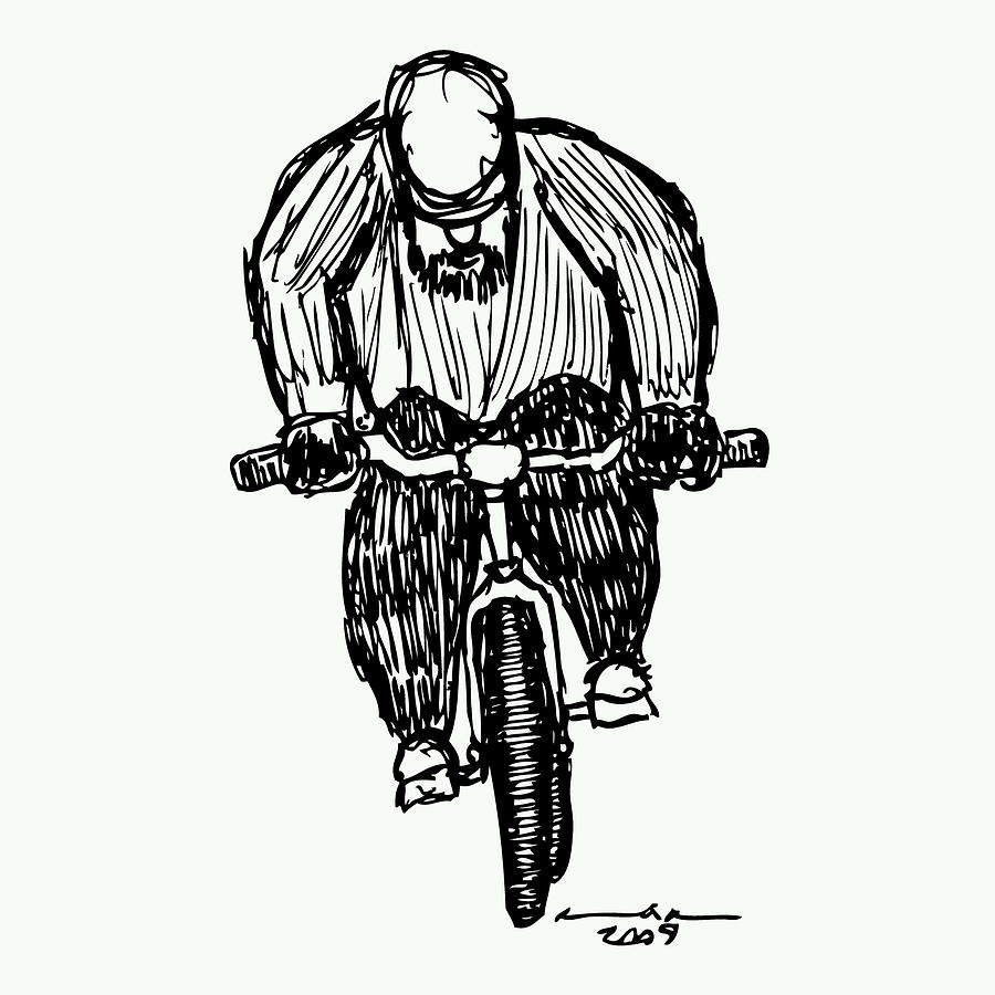 Bicycle Drawing - Biking Man #1 by Karl Addison