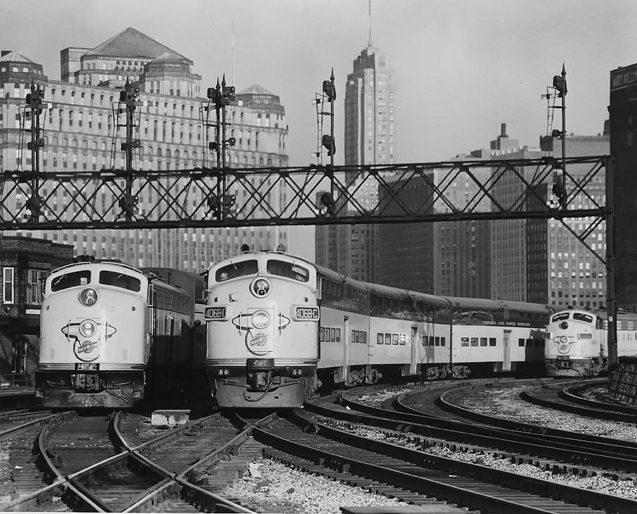 Bilevel Trains in Chicago - 1961 #3 Photograph by Chicago and North Western Historical Society