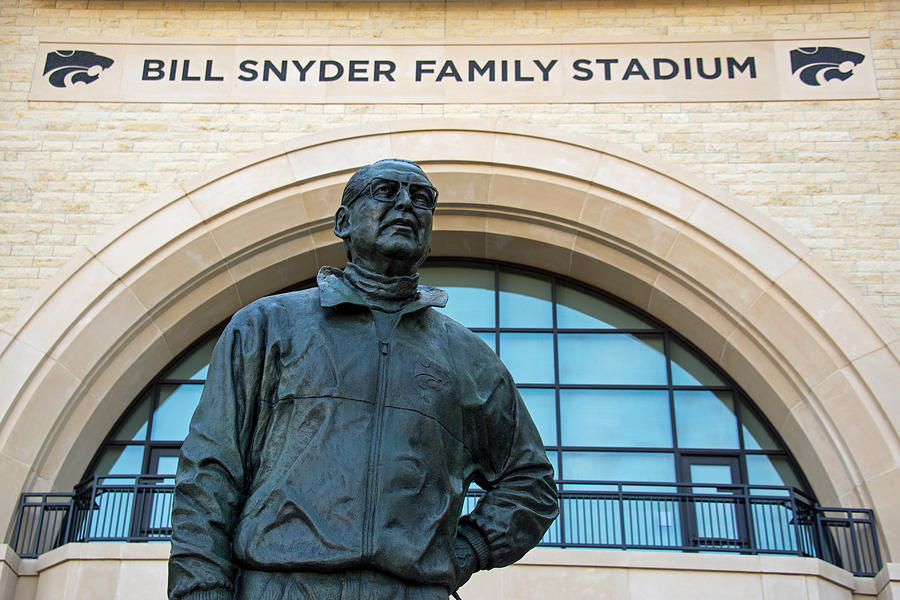 Bill Snyder Statue at his Family Stadium Photograph by Jean Hutchison