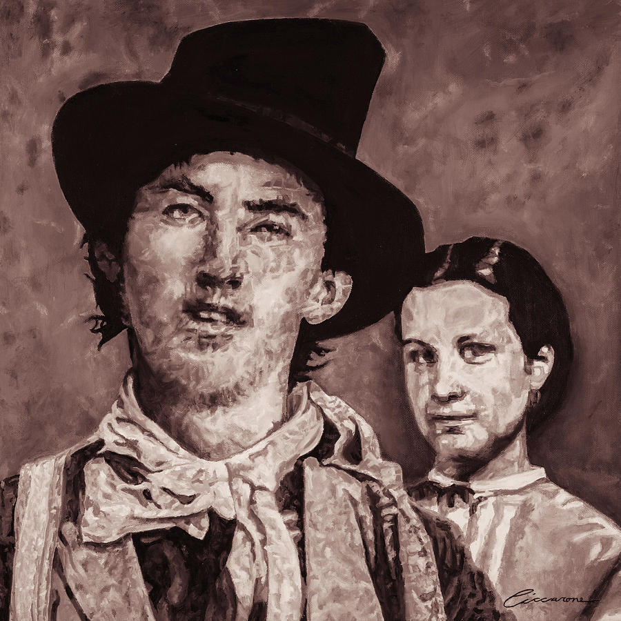 Wild Wild West Painting - Billy the Kid and Paulita #1 by Joe Ciccarone