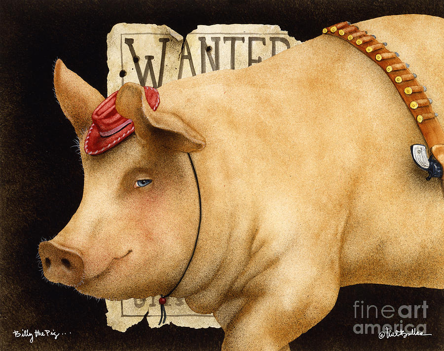 Billy The Pig... #2 Painting by Will Bullas