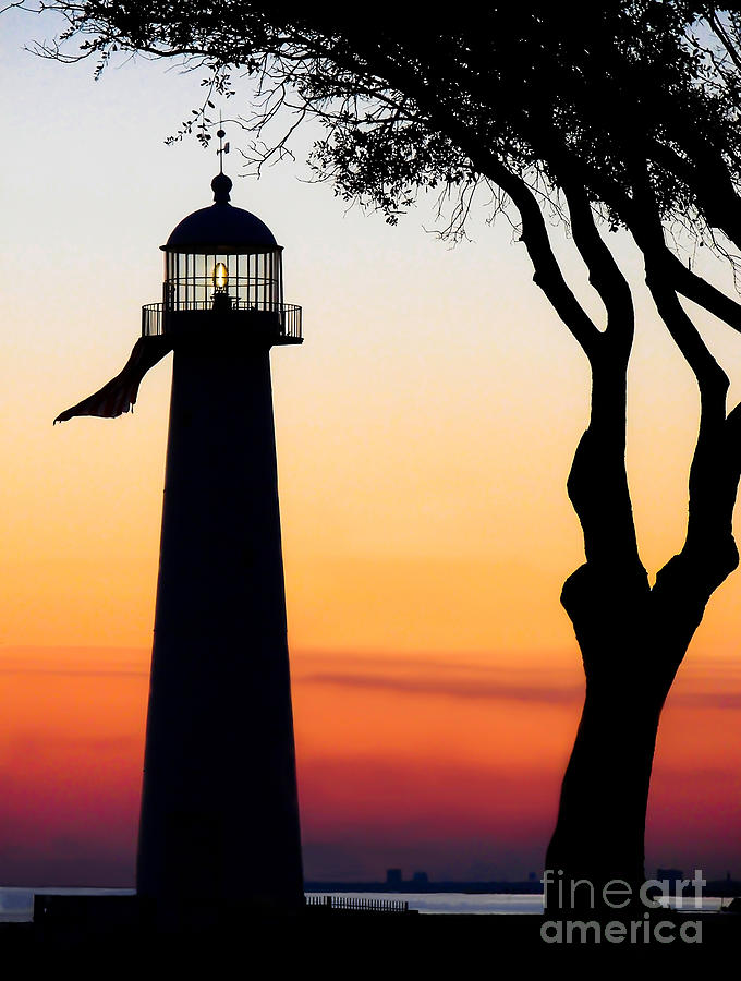 Lighthouse Photograph - Biloxi Lighthouse at Dusk by Joan McCool