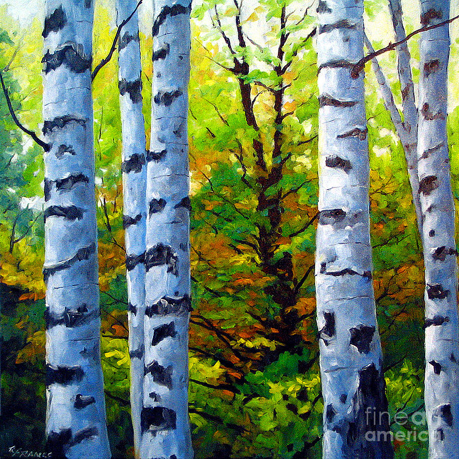 Birch Buddies #1 Painting by Richard T Pranke