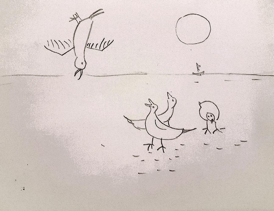 Bird family #1 Drawing by Hae Kim