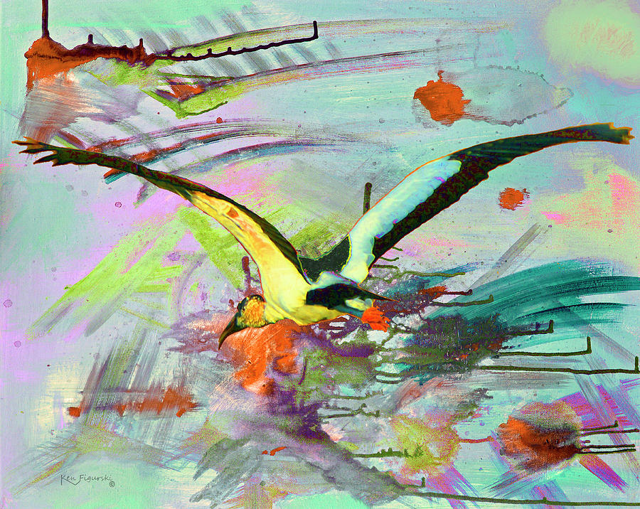 Bird In Flight Modern Art Mixed Media by Ken Figurski - Pixels