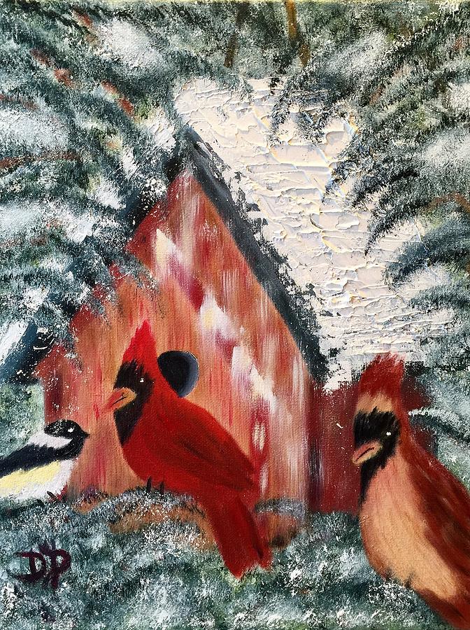 Birdhouse Rock II Painting by Donna Painter