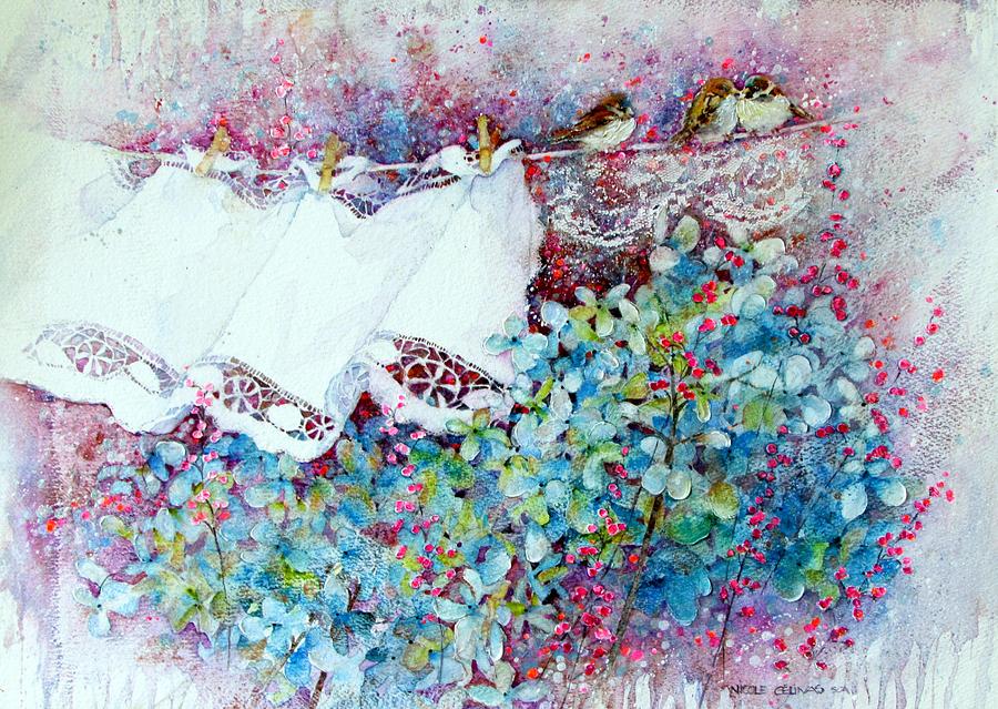 Birds And Lace #1 Painting by Nicole Gelinas