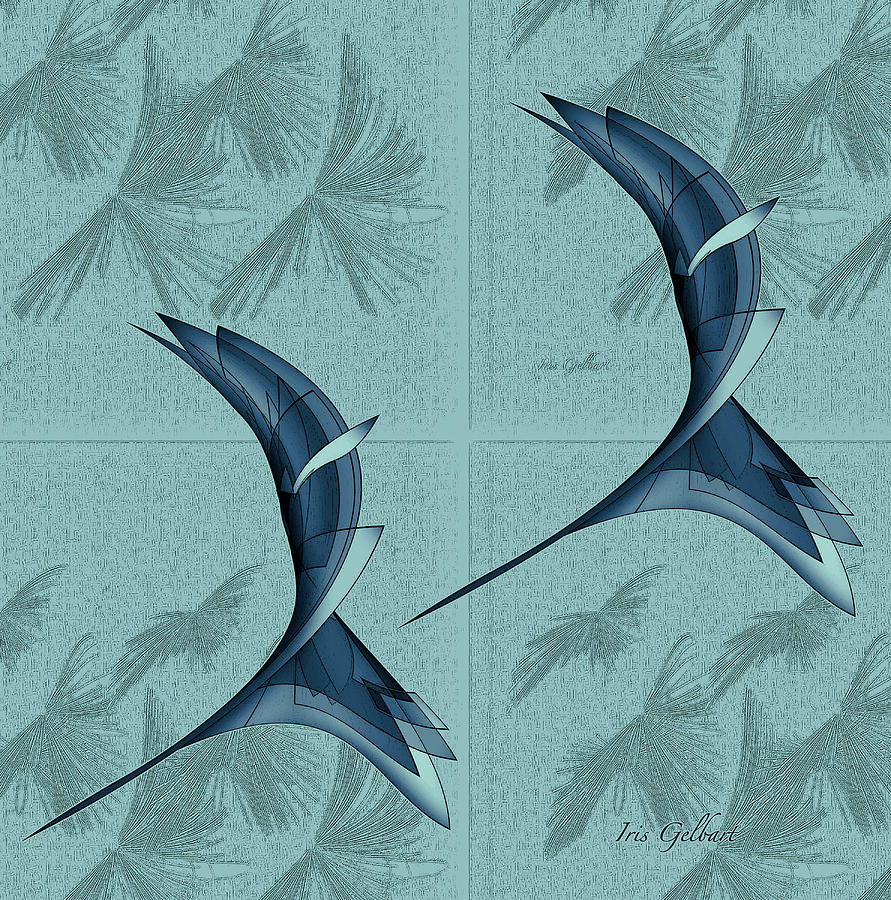 Birds in Flight #1 Digital Art by Iris Gelbart
