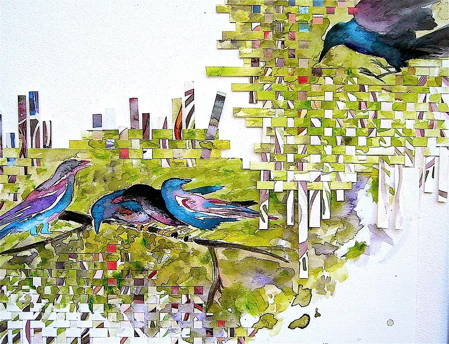 Birds in the Brush #1 Painting by Carolyn Doe