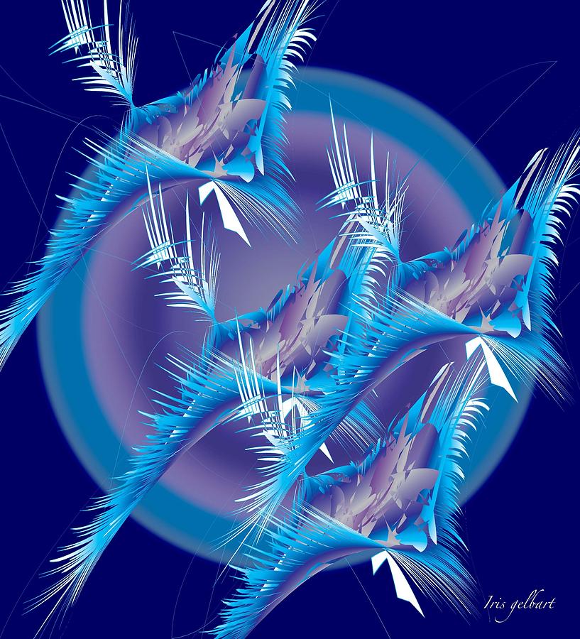 Abstract Digital Art - Birds of a feather #1 by Iris Gelbart