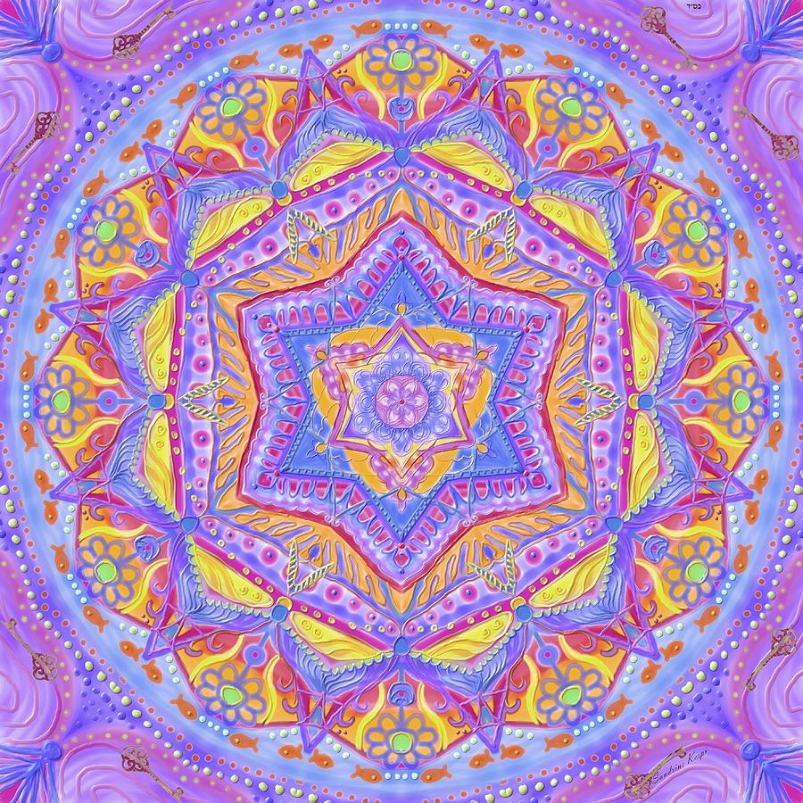 Birth mandala- blessing symbols Digital Art by Sandrine Kespi - Pixels