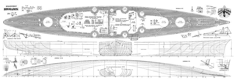 Чертежи корабля бисмарк