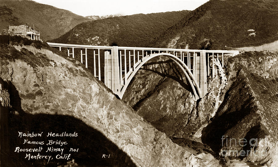 Bridge Photograph - Bixby Creek AKA Rainbow Bridge Bridge Big Sur photo  by Monterey County Historical Society