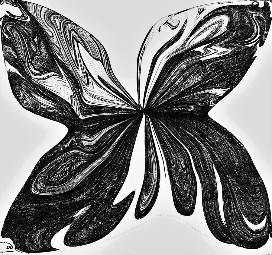 Black And White Butterfly Abstract Digital Art By Debra Lynch