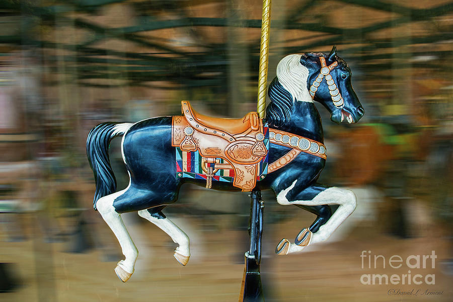 Horse Photograph - Black and White Carousel Horse #1 by David Arment