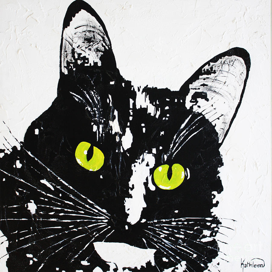 BLACK CAT Eyes Painting by Kathleen Artist PRO