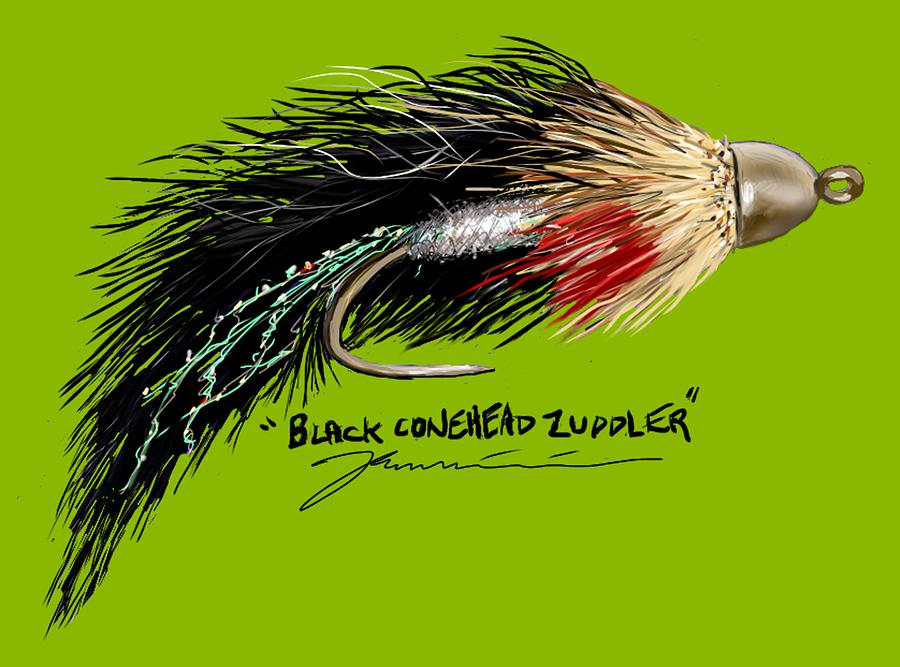 Black Conehead Zuddler #1 Painting by Jean Pacheco Ravinski