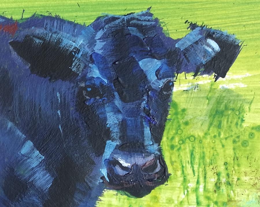 Black Cow Head #2 Painting by Mike Jory