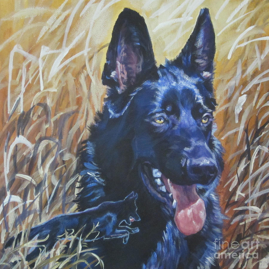 Black German Shepherd #1 Painting by Lee Ann Shepard