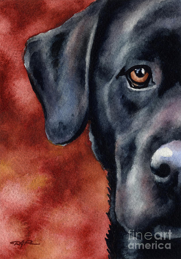 Dog Painting - Black Lab #6 by David Rogers