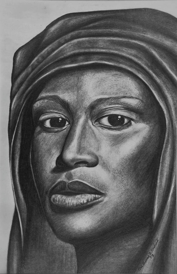 Black Lady Drawing by Thomas Rasheed