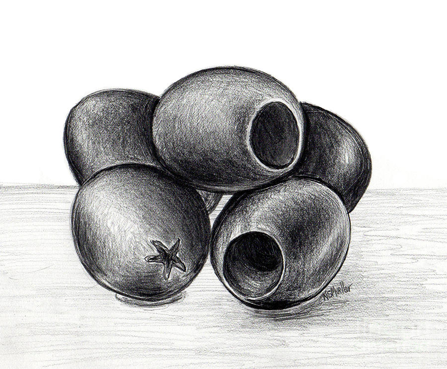 Black Olives #1 Drawing by Nancy Mueller