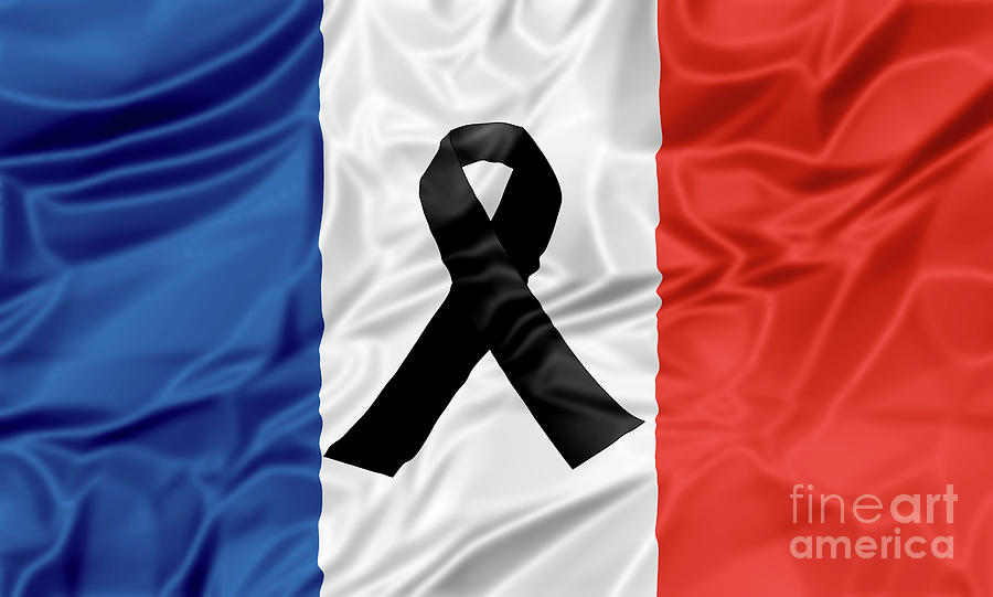 Black ribbon France #1 Digital Art by Benny Marty