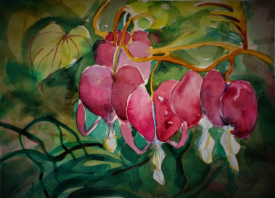 Bleeding Hearts #2 Painting by Mindy Newman