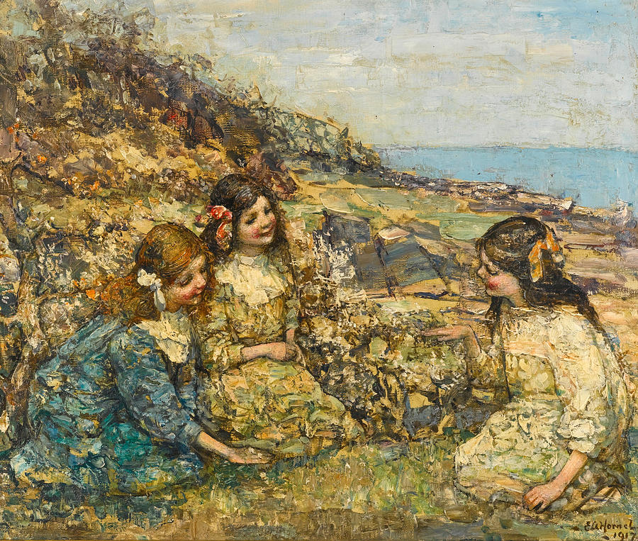 Blowing the Dandelion #1 Painting by Edward Atkinson Hornel