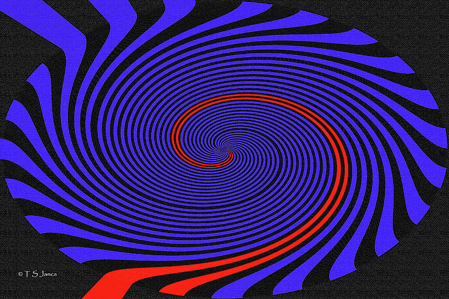 Blue Black And Red Twirl Abstract #1 Digital Art by Tom Janca