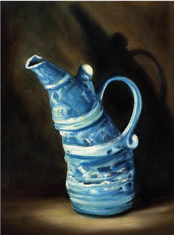 Blue Bottle #1 Painting by Rand Burns