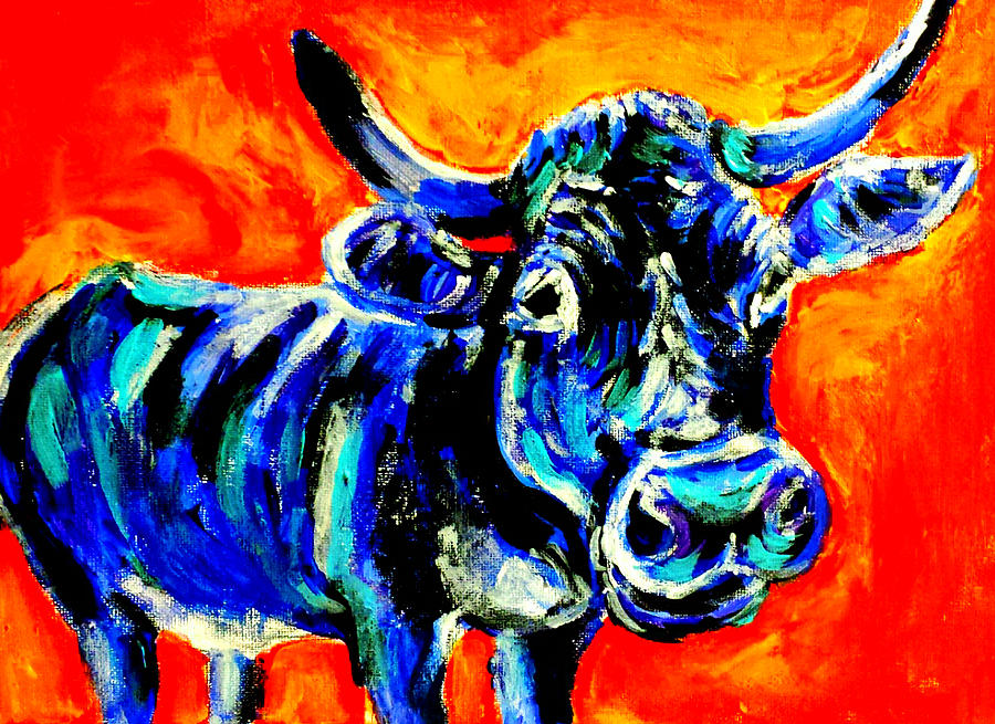 Blue cow Painting by Hae Kim - Fine Art America