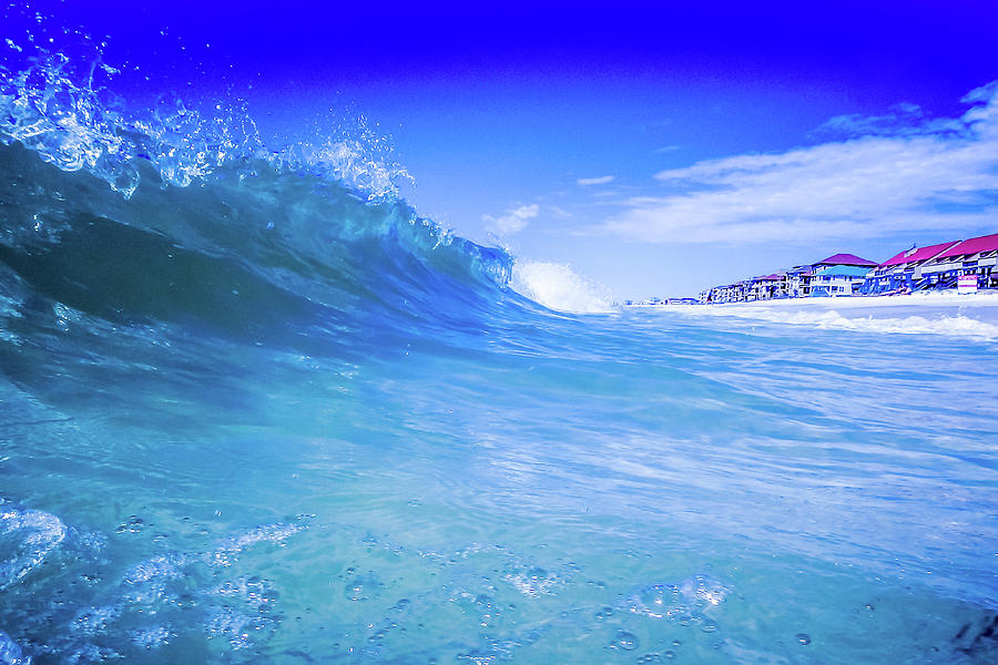 Blue Crystal Water Waves Crashing On Beach #1 Photograph by Alex Grichenko