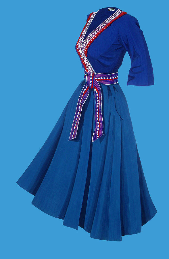 Blue Dress #1 Painting by Vlasta Smola