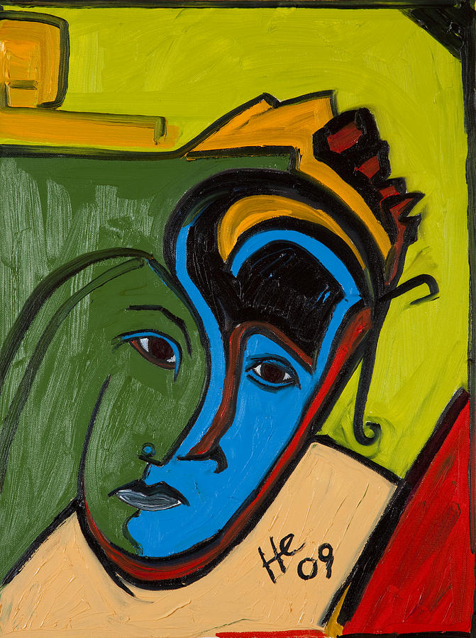 Blue Face 24X18 #1 Painting by Hans Magden