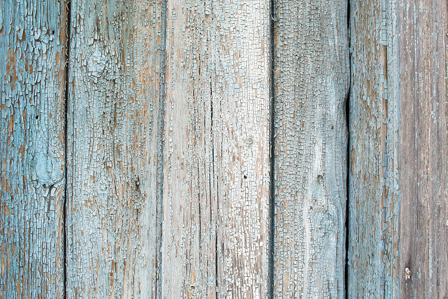 Blue Fading Paint on Wood #1 Photograph by John Williams