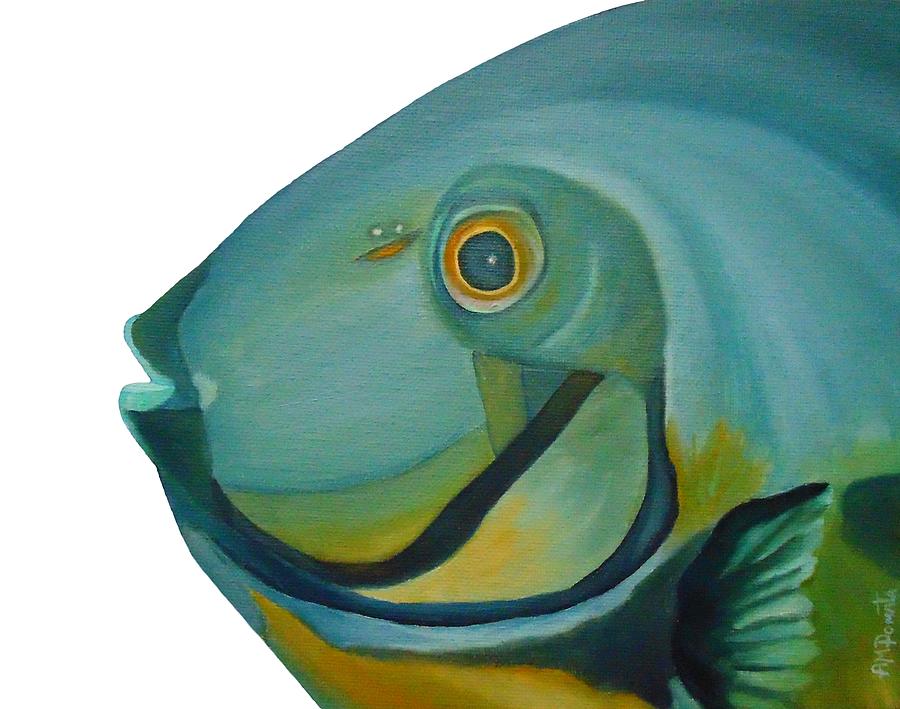 Blue Fish #1 Painting by Angeles M Pomata